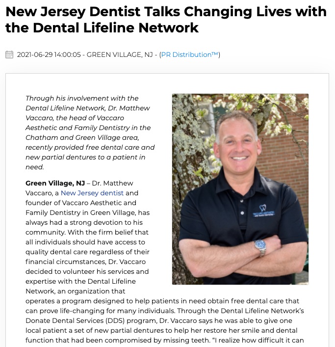 New Jersey Dentist Volunteers with Dental Lifeline Network